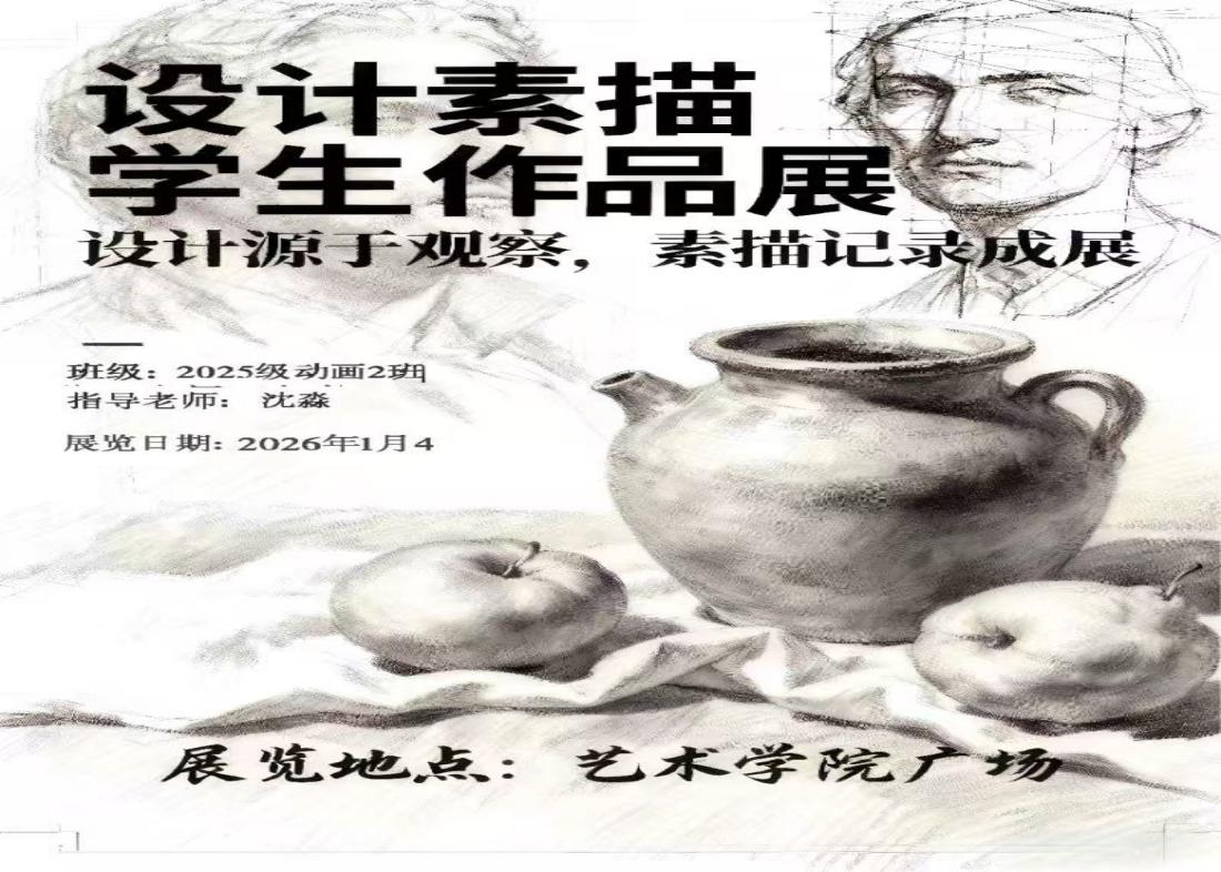 以素描为起点，探索设计的多重可能 ——2025级动画2班《设计素描》课程成果展